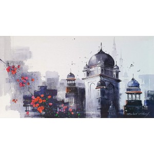 Zahid Ashraf, 12 x 24 inch, Acrylic on Canvas, Cityscape Painting, AC-ZHA-093